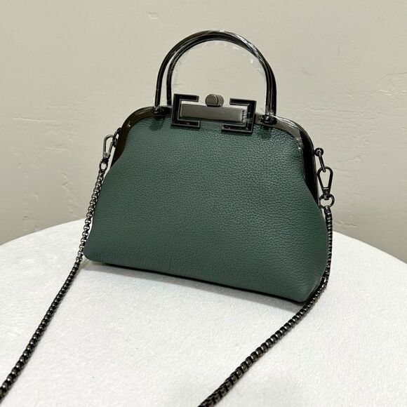 Handmade Genuine Premium Togo Leather Top Handles Bag/ Crossbody & 2 Chains - Picture 1 of 16